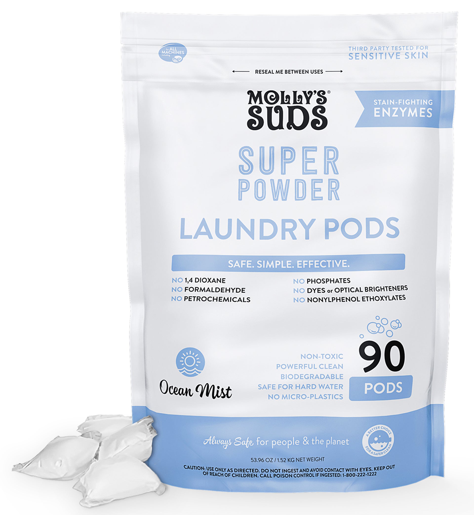 Mollys Suds: Ultra Concentrated Laundry Detergent Pods Peppermint 60 Count, 29.63 oz