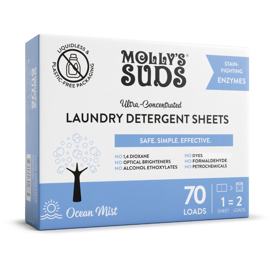 Molly's Suds All Natural Fabric Softener Dryer Sheets for Sensitive Skin
