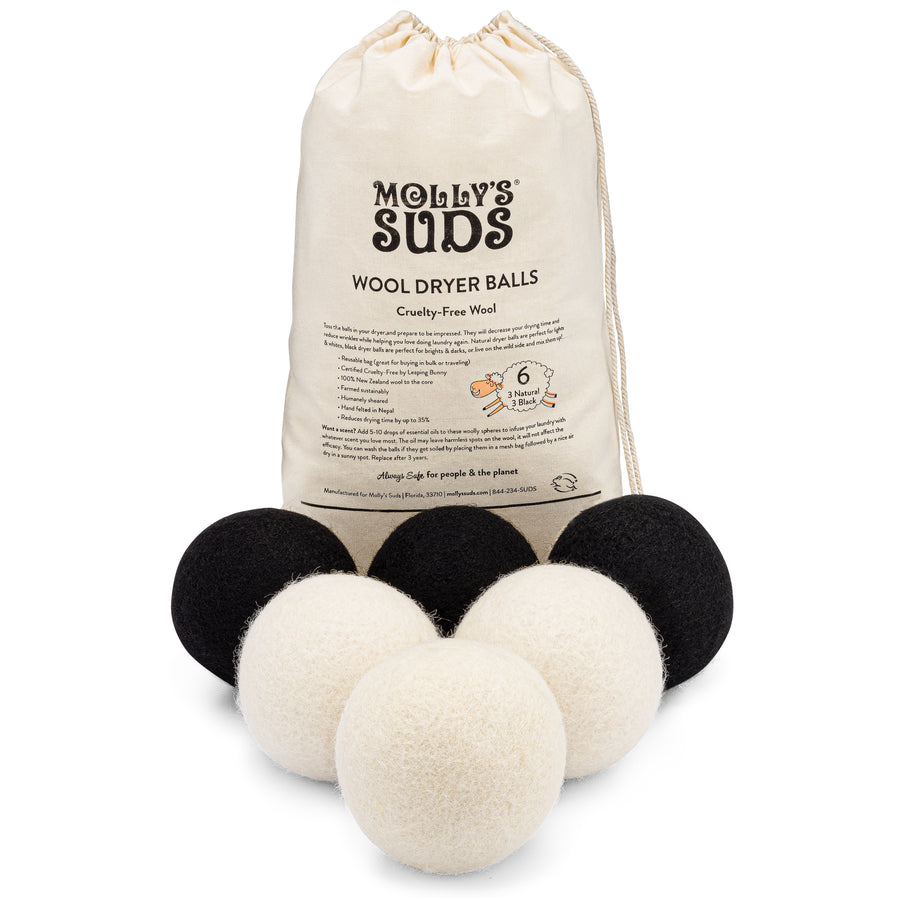 Molly's Suds Black Wool Dryer Balls.